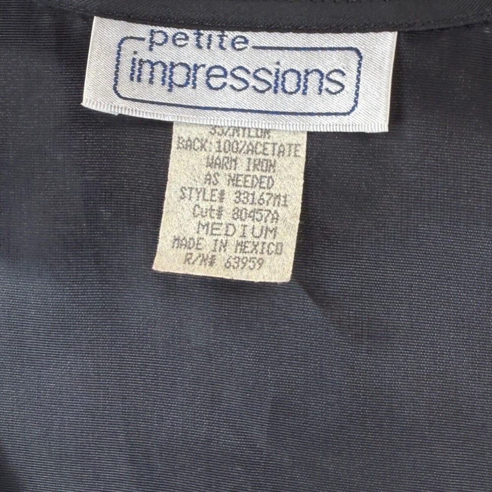 Vintage Petite Impressions Velvet Vest Medium Black Silver Swirls Gold Buttons - Picture 5 of 9